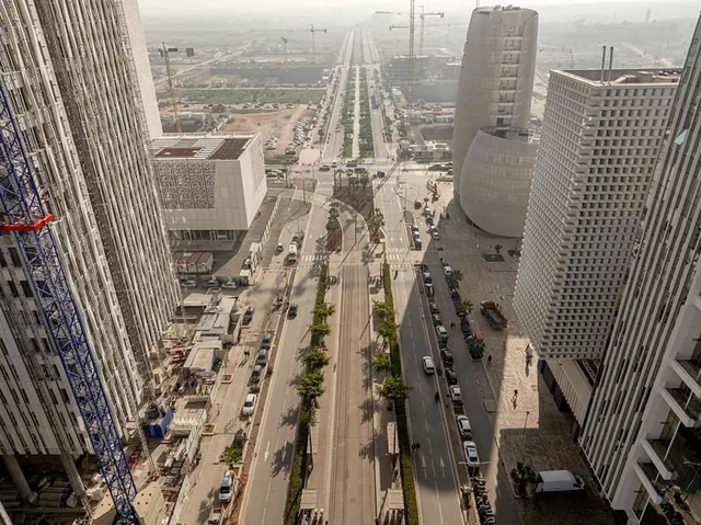 Aerial view along the central avenue of Casablanca Finance City